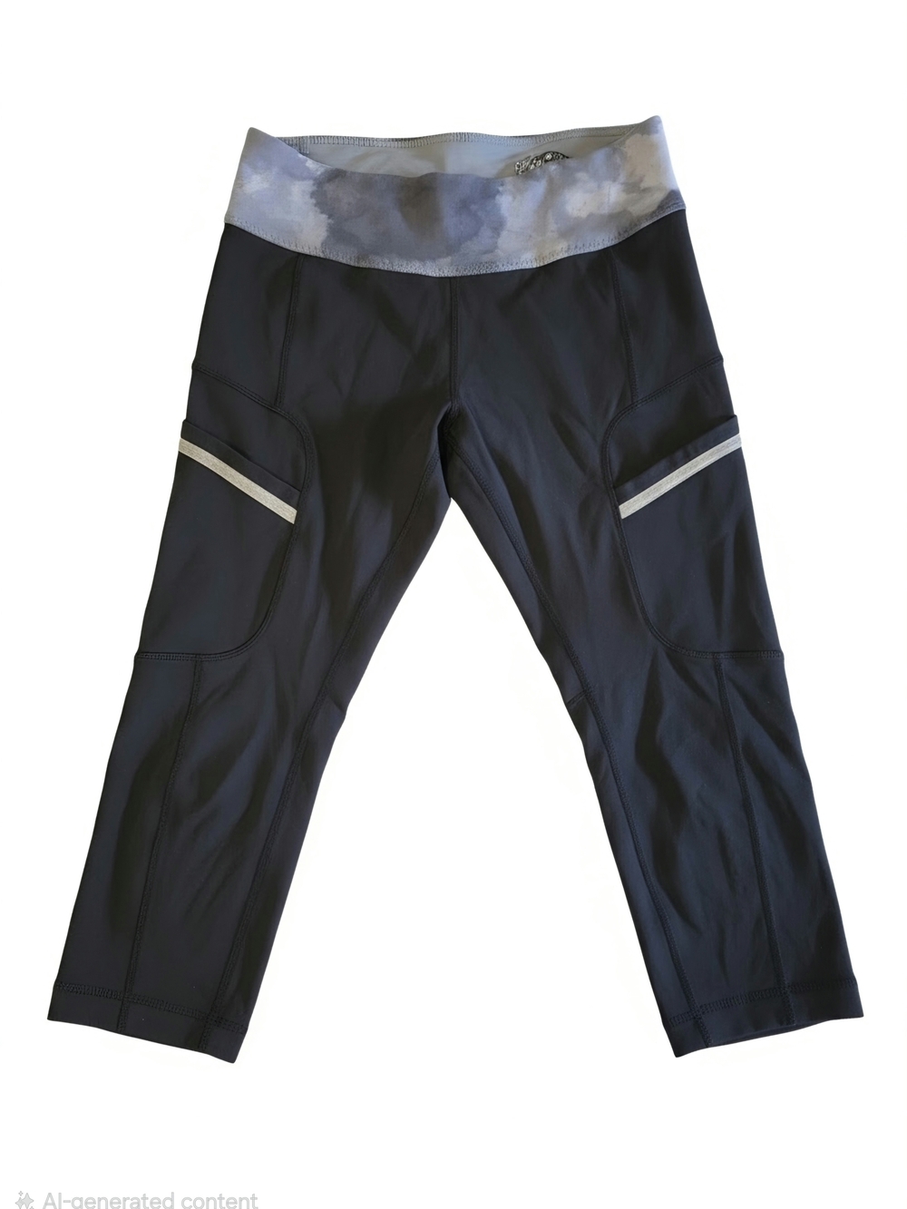 lululemon athletica Black Capri Leggings with Gray Waistband Size 8